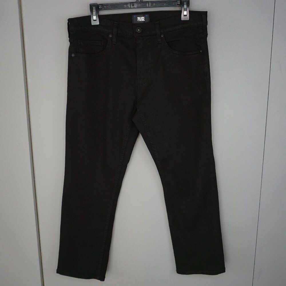 Paige Men's Jeans Federal Slim Straight Leg Cropped in Black Shadow size 32x26.5
